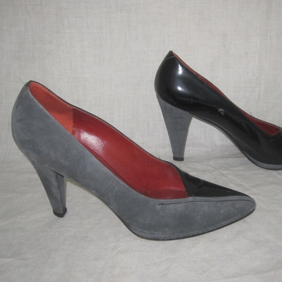 YVES SAINT LAURENT black gray pumps size 7 1/2 m - Picture 2 of 8